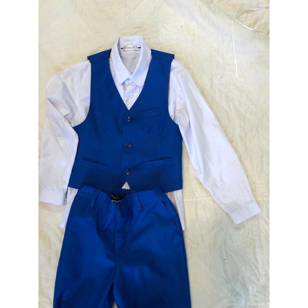 NWT Yanlu Blue Boys 3 Piece Formal Suit Wedding Pageant Party Elegant 7